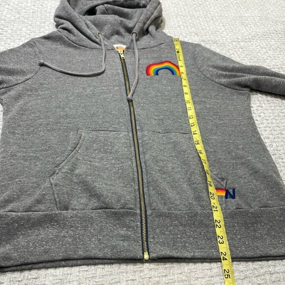Aviator Nation Rainbow Embroidery Zip Hoodie Gray/Grey USA Unisex Size Small - Picture 9 of 11